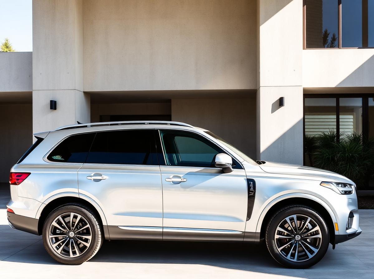 A modern silver SUV parked at a contemporary Australian home