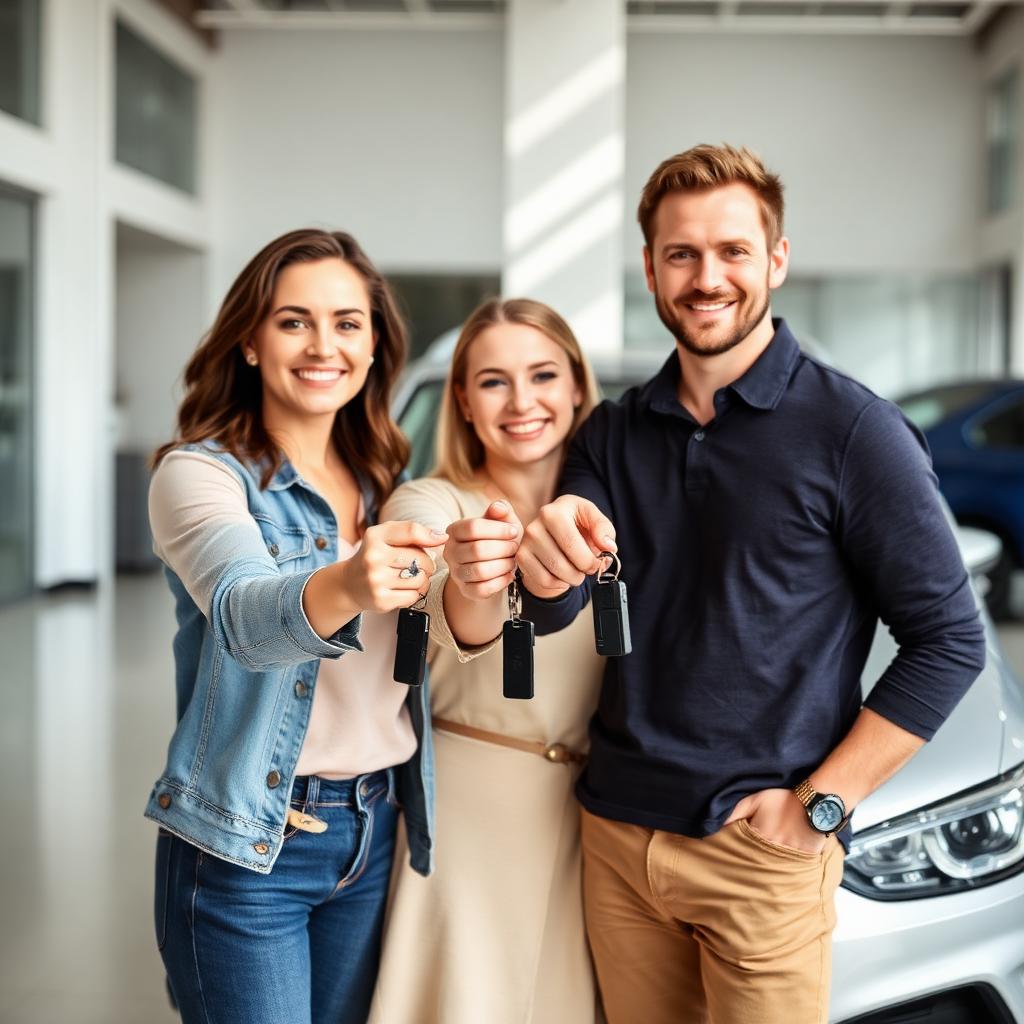 Australian couple receiving keys to their new car